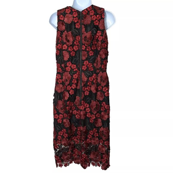 FOREST LILY LACE RED & BLACK dress Sz 8 COLORFUL ROSES & PUPPIES LACE *STUNNING* - Picture 6 of 13